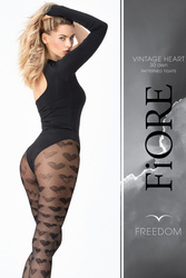 Fiore Vintage Heart 30 DEN G6072 Wyrób pończoszniczy rajstopy, black