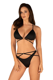 Obsessive Cobra Nive set Nocna komplet biustonosz + figi, czarny