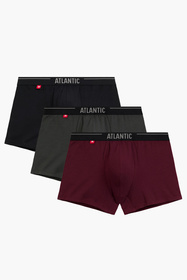 Bokserki Atlantic 3MH-011 3-pack fiolet/czarny/khaki