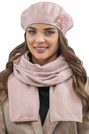 Vivisence 7036Kmpl Komplet beret+szalik, różowy