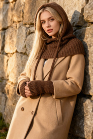 Rękawiczki dzianinowe Vivisence 7215 brązowy