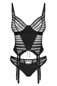 Obsessive Lune Bellis gorset ze stringami sznurowany black