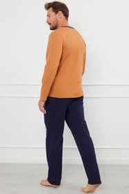 Piżama Italian Fashion Juliusz dł.r. dł.sp. koniak/granat