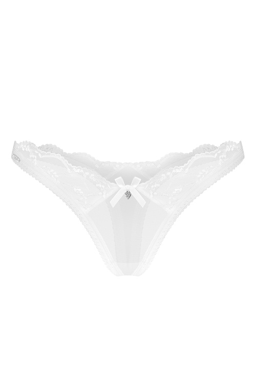 Obsessive Weddya thong stringi z koronką i ozdobą white