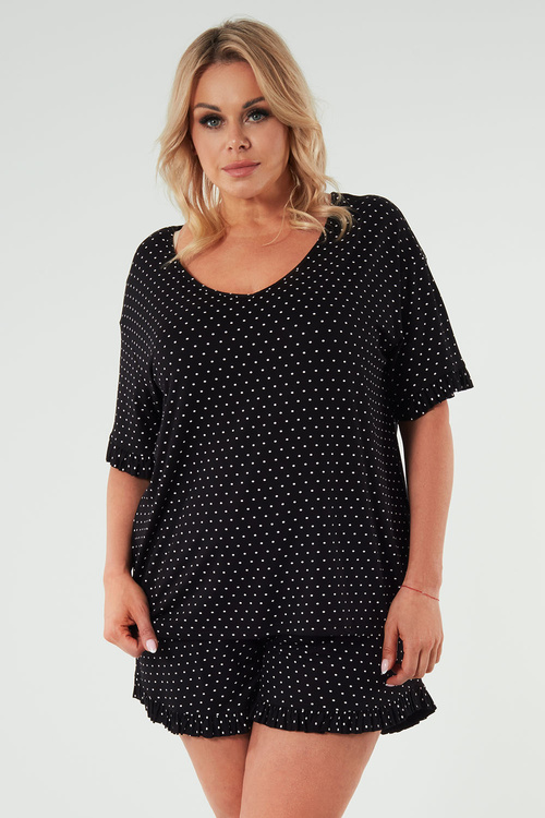 Piżama Italian Fashion Puntini kr.r. kr.sp. druk/czarny