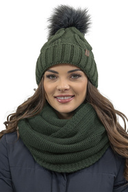 Komplet czapka+komin+rękawiczki Vivisence 7014 Kmpl+R zielony 