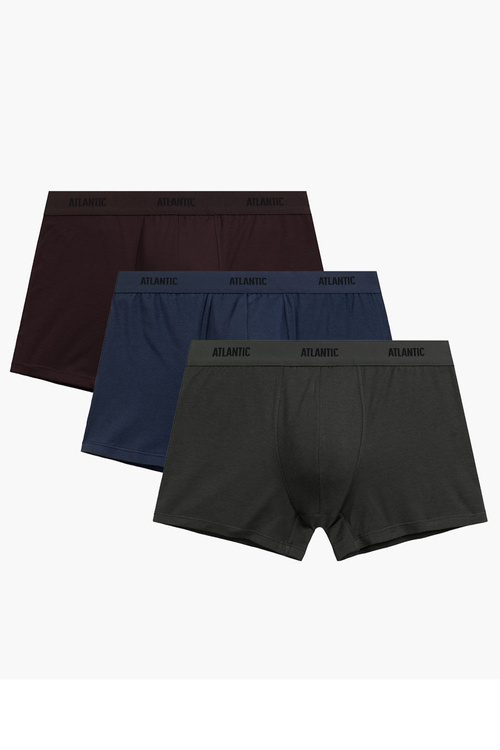 Atlantic 3MH-0111 bokserki męskie 3-pack dopasowane, brąz/indygo/khaki