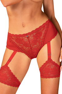 Obsessive Belovya garter panties Majtki figi z pasem, czerwony