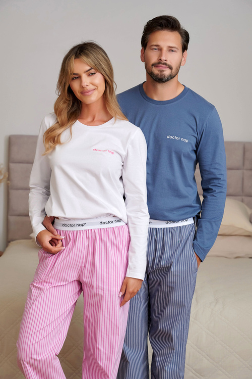 Doctor Nap PM.7521 Piżama damska bawełniana długi rękaw, miami pink