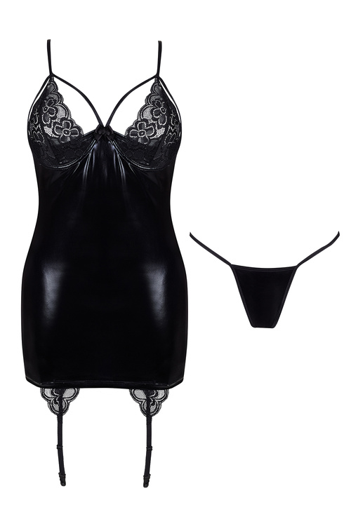 Komplet koszulka + stringi Beauty Night Gemma chemise BN6598 black