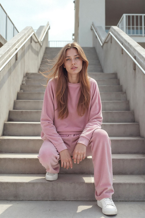 Komplet bluza+spodnie Vivisence 9206kmpl pudrowy róż