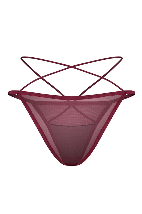 Obsessive Parisel mini panties figi z krzyżującymi paseczkami, bordo-czarny