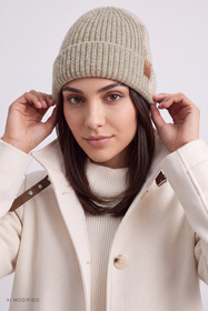 Vivisence 70123 Czapka beanie damska prążkowana z wywinięciem, beżowy