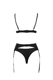 Nocna komplet biustonosz + stringi + pas do pończoch Casmir Divine set black 