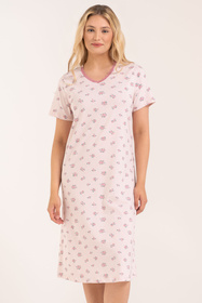 Moraj PDK2800-011 koszula nocna w różyczki z koronką pink