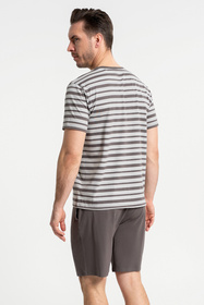 Moraj PDM3700-005 piżama męska krótki rękaw i szorty patt 1-taupe