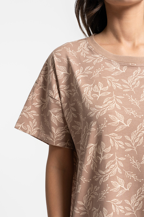 Moraj PDK2800-006 koszula nocna z motywem roślinnym beige