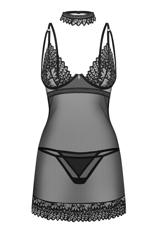 Komplet koszulka + stringi Obsessive Donarella chemise black 