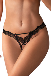Obsessive Bravelle crotchless thong Majtki stringi otwarte, czarny