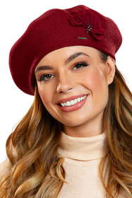 Komplet beret+szalik Vivisence 7036Kmpl bordowy 