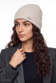 Vivisence 70133 czapka prążkowana z wełną merino i kaszmirem, beżowy
