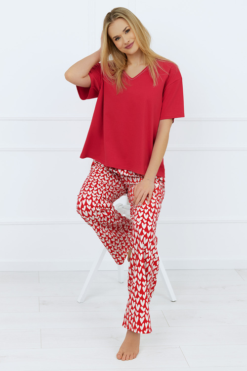 Piżama Italian Fashion Evora kr.r. dł.sp. c.czerwony