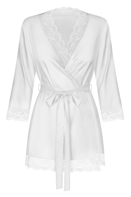 Obsessive Weddya peignoir peniuar z koronką i paskiem white