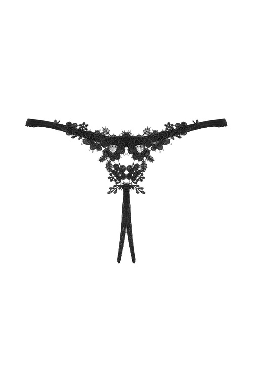 Majtki stringi otwarte Obsessive Celia Noir crotchless thong czarny 