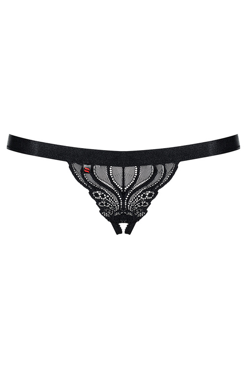 Obsessive 828-THC-1 Majtki stringi otwarte, czarny