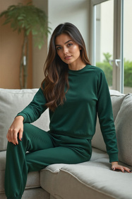 Vivisence 9004 bluza nierozpinana z okrągłym dekoltem zielony