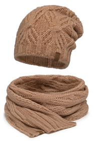 Komplet czapka+szalik Vivisence 70112Kmpl beżowy