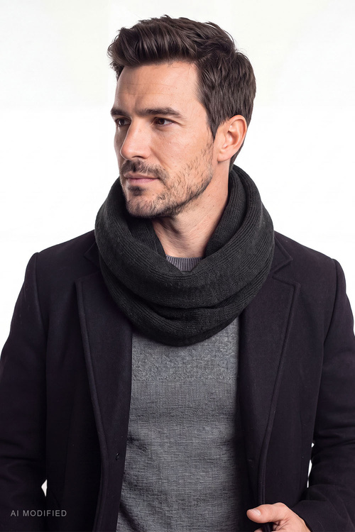 Vivisence MK7113 komin męski z wełny merino, czarny