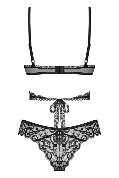 Komplet biustonosz + szorty Obsessive Blomentis 2-pcs set czarny