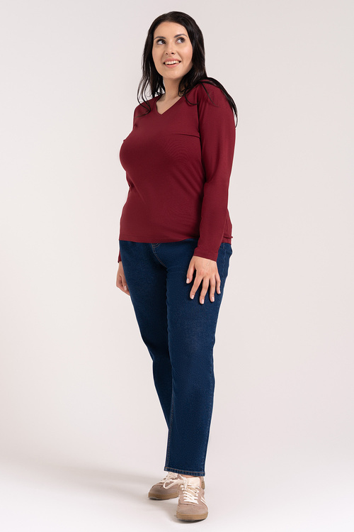 Moraj BD900-420-LV bluzka z długim rękawem V-neck wine red