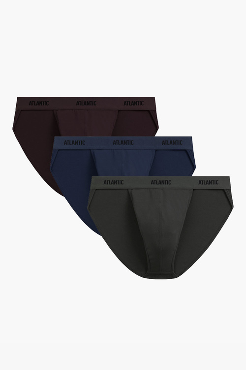 Atlantic 3MP-1576 3-pack Majtki slipy, brąz/indygo/khaki