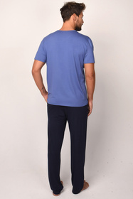 Nocna piżama Italian Fashion Dallas kr.r. dł.sp. niebieski/granat