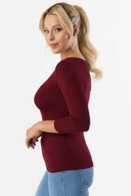Babell Manati klasyczna bluzka z rękawem 3/4 bordo