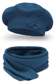 Vivisence 7006Kmpl Komplet beret+szalik, niebieski