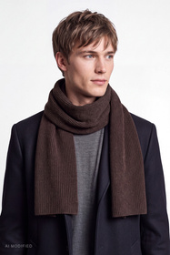 Vivisence MS7111 szalik męski prążkowany z wełną brązowy