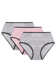Majtki wysokie figi Vivisence 4017 3-pack gumka czarna: szary/róż/szary