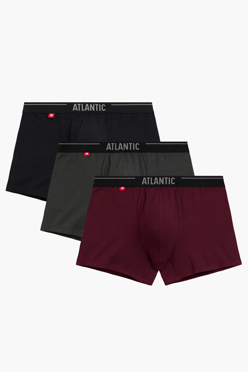 Bokserki Atlantic 3MH-011 3-pack fiolet/czarny/khaki
