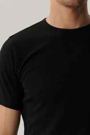 Atlantic BMV-048 t-shirt dopasowany z okrągłym dekoltem czarny