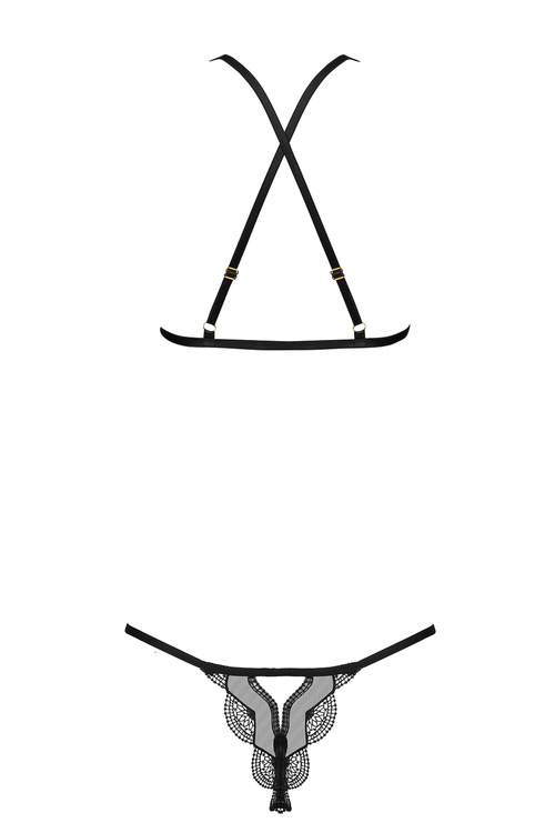 Beauty Night Angie set BN6709 Nocna komplet biustonosz + stringi, black