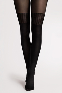 Fiore Pepita 40 DEN rajstopy z pepitkowym pasem, black