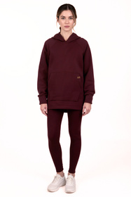 Vivisence 9207kmpl komplet bluza z kapturem, prążkowane legginsy bordowy