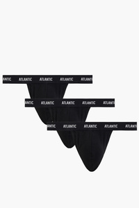 Atlantic 3BMP-1572 stringi męskie 3 pack niska talia czarny