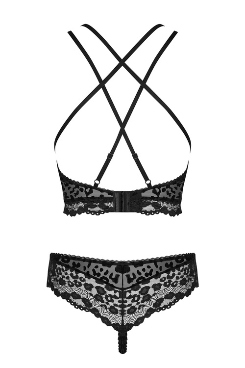 Obsessive Giully 2-pcs set Nocna komplet top + stringi, czarny