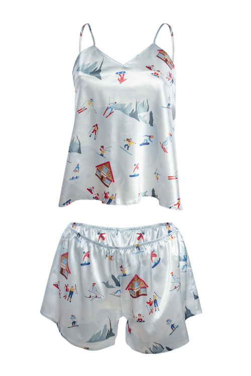 Nocna komplet top + szorty Dkaren DK-KK-015 biały-wzór