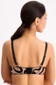 Bella Misteria biustonosz miękki z topem z efektem flocku czarno-beżowy