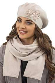 Vivisence 7007Kmpl Komplet beret+szalik, beżowy